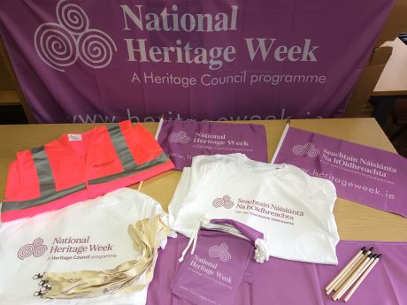 A selection of National Heritage Week-branded merchandise that Heritage Week event organisers can collect free-of-charge at the Donegal County Museum, High Road, Letterkenny at 1 p.m. this Friday, August 5.